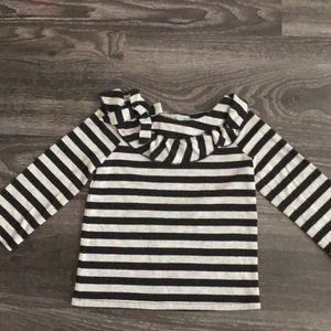 Long sleeve black and gray stripped shirt w/bow